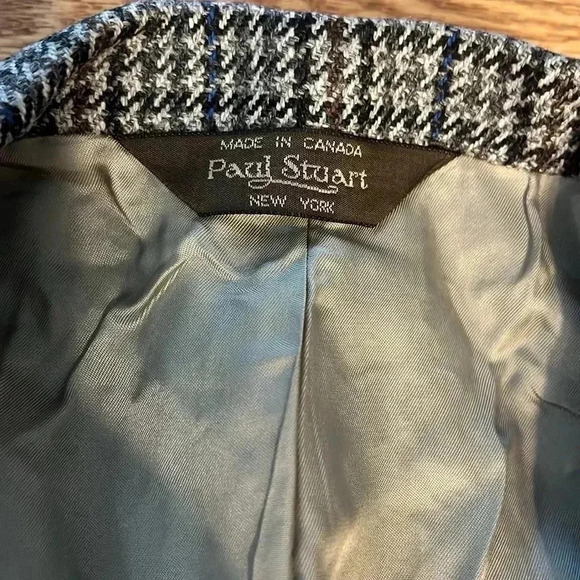[45Tall]Paul Stuart Tweed Plaid Wool  Blazer Sport Coat - Picture 4 of 13